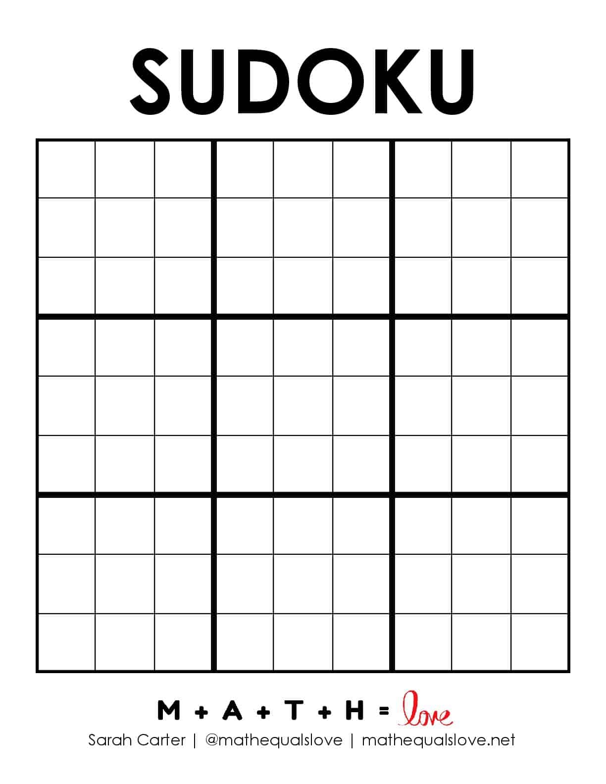 Blank Printable 9x9 Sudoku Grids Free PDF Download 