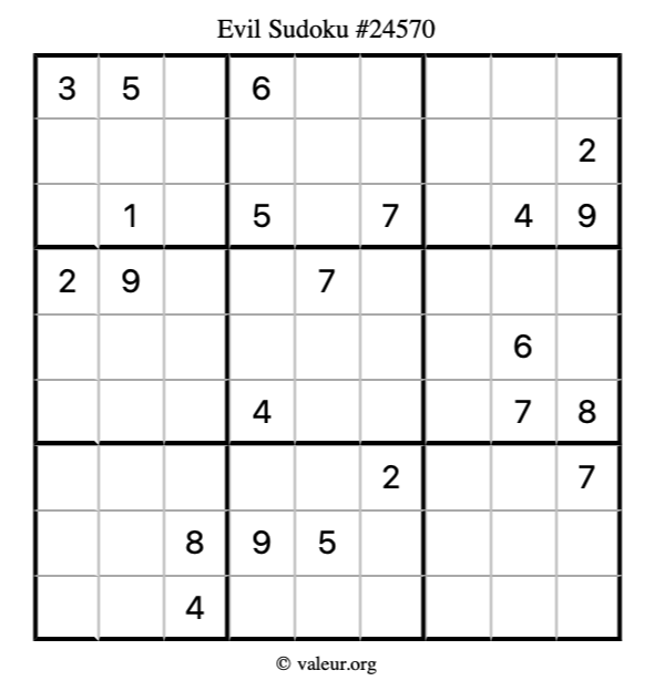 Evil Sudoku Puzzle 24570 Evil Sudoku Puzzle 24570