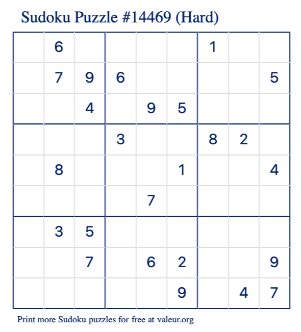 Free Printable Hard Sudoku With The Answer 14469
