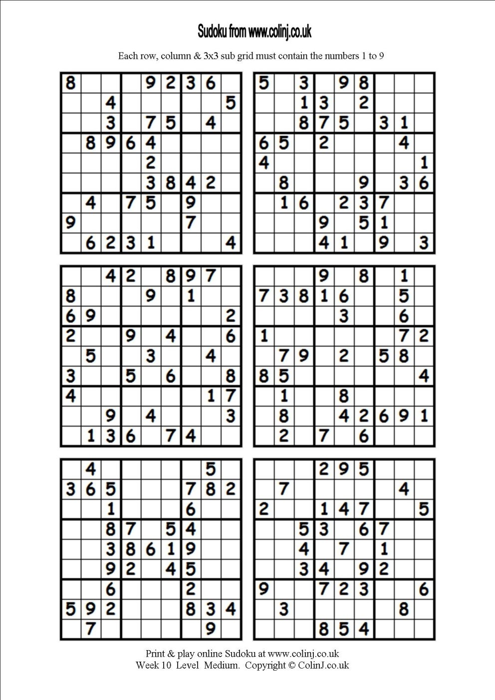 Free Printable Sudoku 6 Per Page Gerald Printable