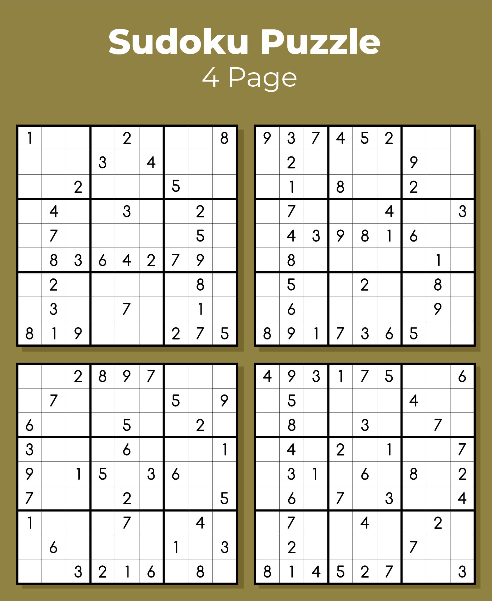 Free Printable Sudoku Puzzles 4 Per Page Printable Templates