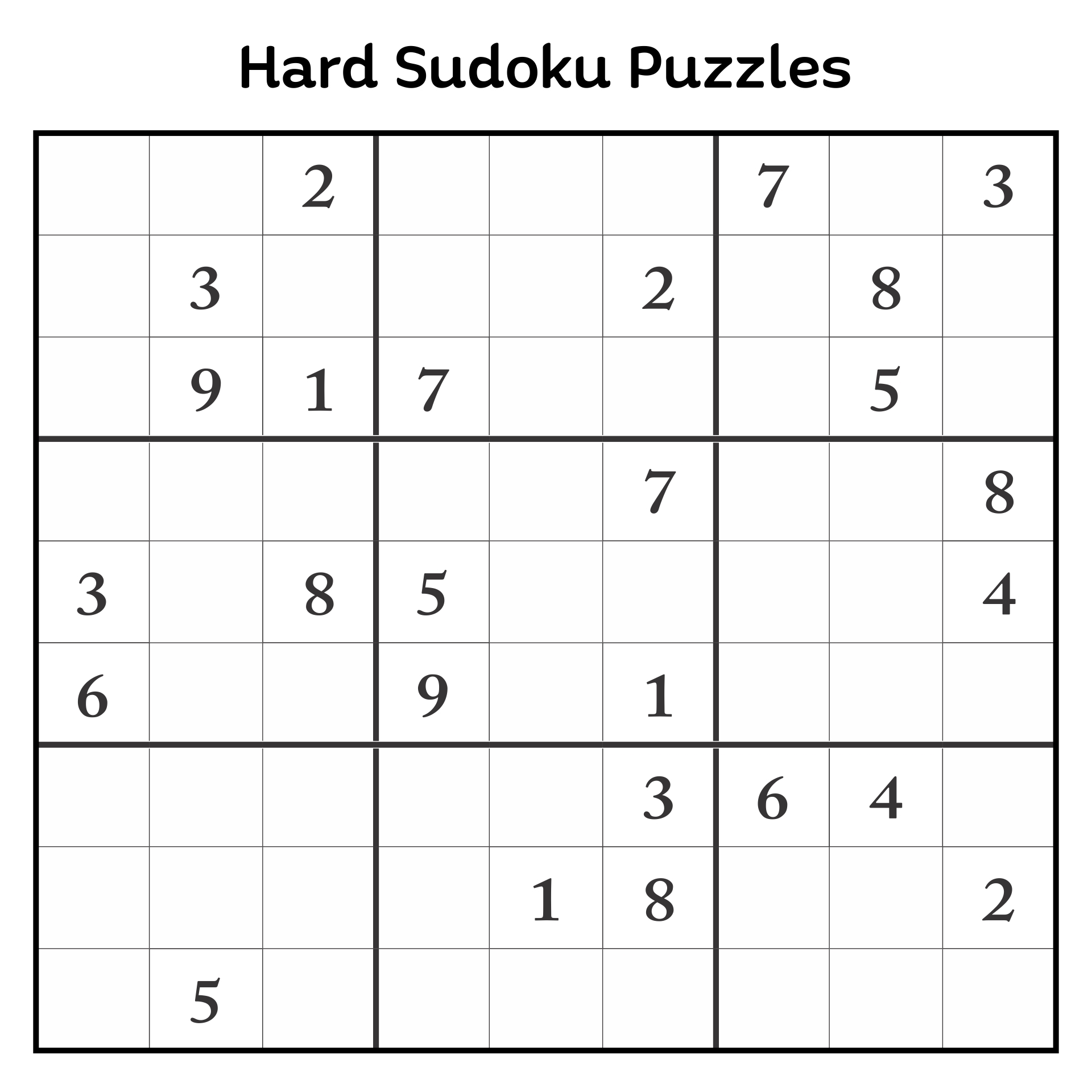 Hard Printable Sudoku Puzzles