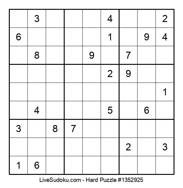Hard Sudoku Online 1352925 Live Sudoku