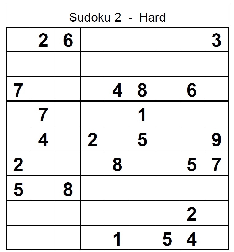 Hard Sudoku Puzzle No 2 Sudoku Hard Puzzles Sudoku Puzzles Printable Hard Sudoku Puzzle No 2 Sudoku Hard Puzzles Sudoku Puzzles Printable