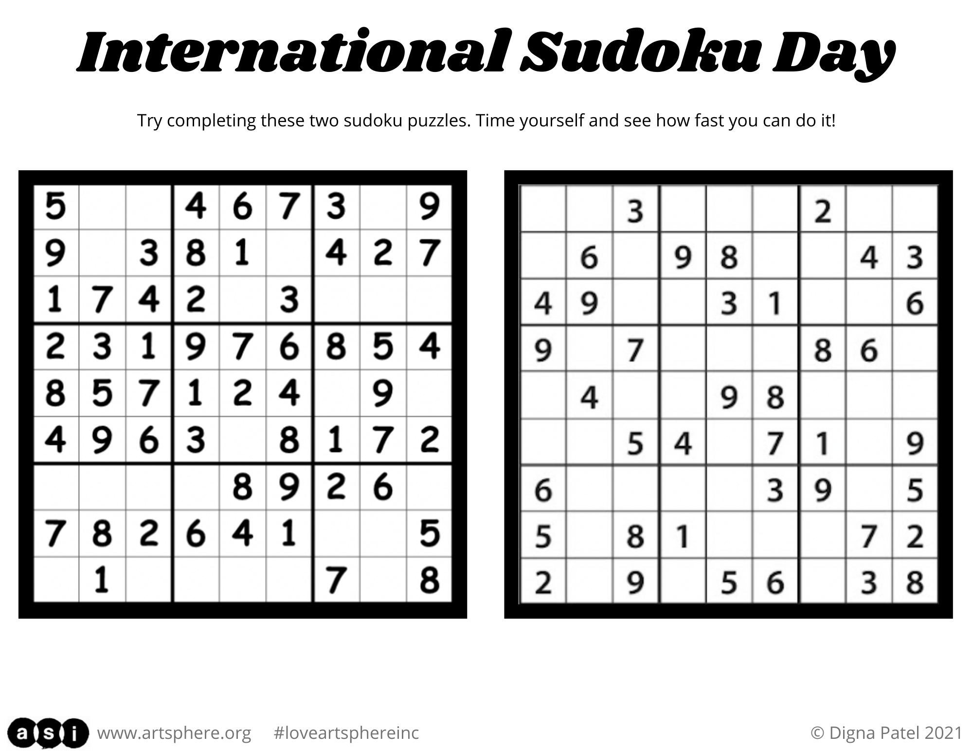 International Sudoku Day Art Sphere Inc
