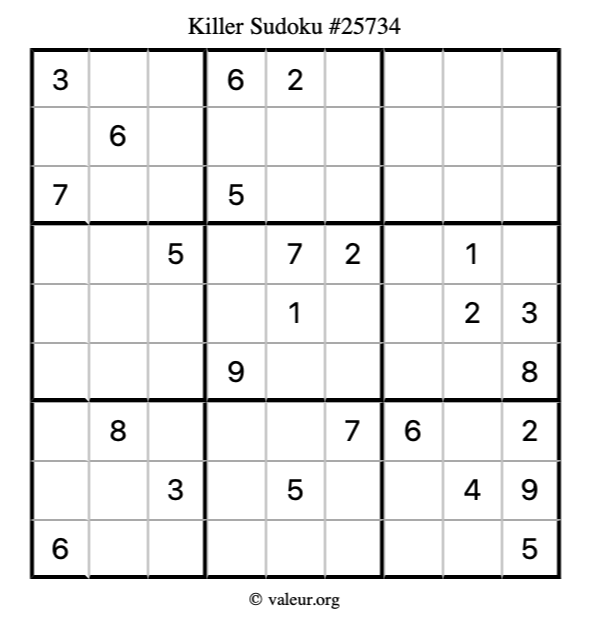 Killer Sudoku Puzzle 25734