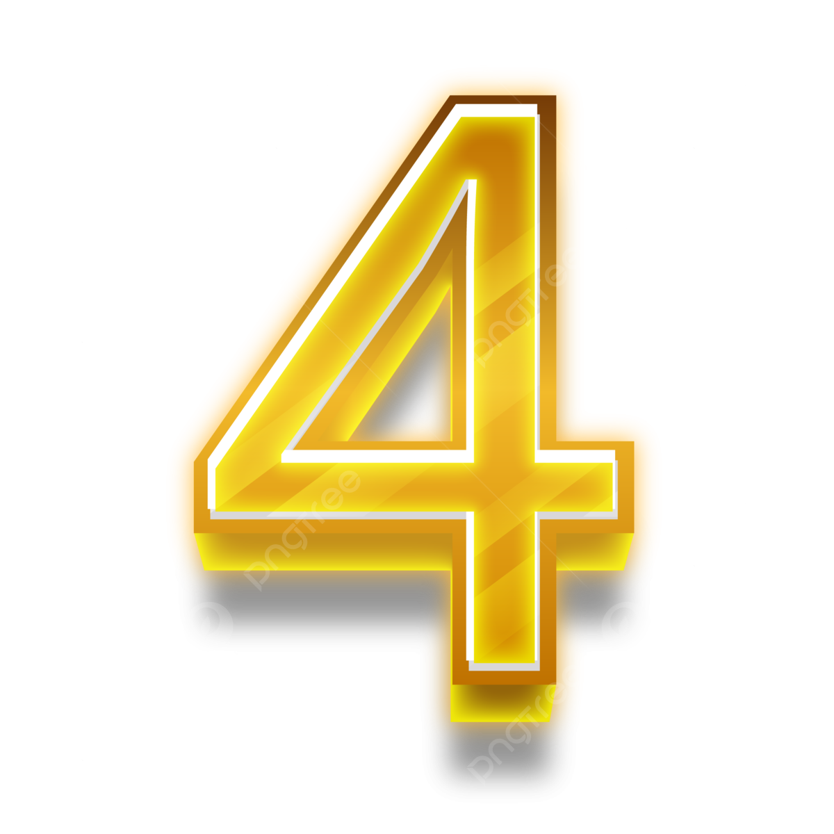 Number 4 Four With 3d Golden Style On Transparent Background 4 Four 