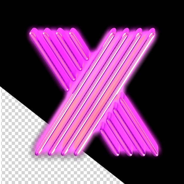 Premium PSD Purple Luminous Symbol Letter X