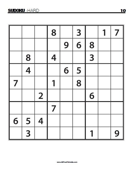 Print Hard Sudoku Puzzle 5 Free Printable