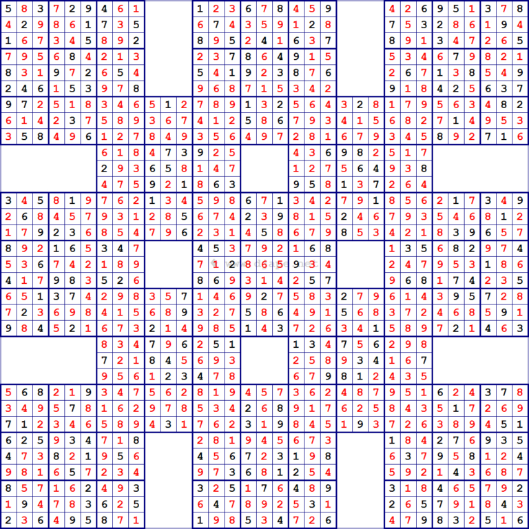 Printable 13 Grid Samurai Sudoku Sudoku Printable Sudoku Printables