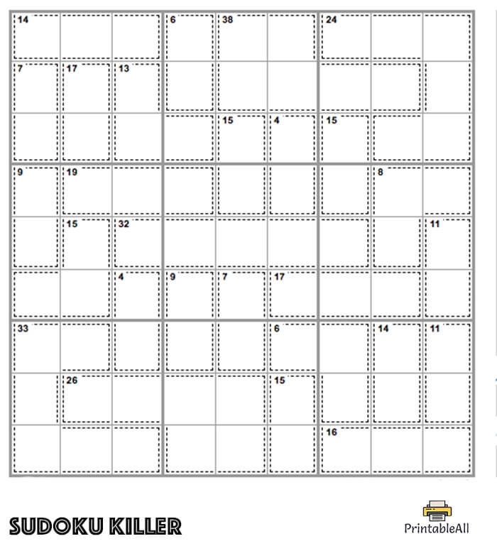Printable Expert Sudoku Killer Sheet 4 Free Download And Print For You 