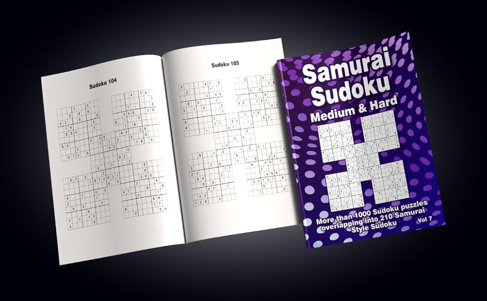 Samurai Sudoku Puzzle Book 210 Medium Hard Leveled Samurai Style