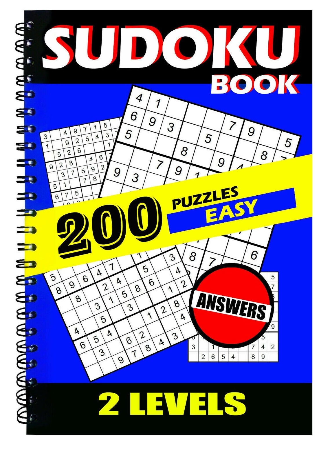 Sudoku Book 200 Puzzles EASY 2 Levels ANSWERS Spiral Binding Etsy