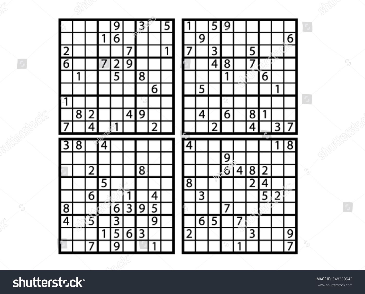 Sudoku Expert Level Stock Vector Royalty Free 348350543